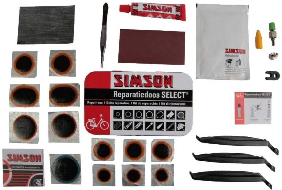 Simson Bandenreparatieset / Bandenplakset Compleet - Type Select T.b.v. Fiets - 23 Delig 2 Simson Bandenreparatieset / Bandenplakset Compleet - Type Select T.b.v. Fiets - 23 Delig - Afbeelding 2