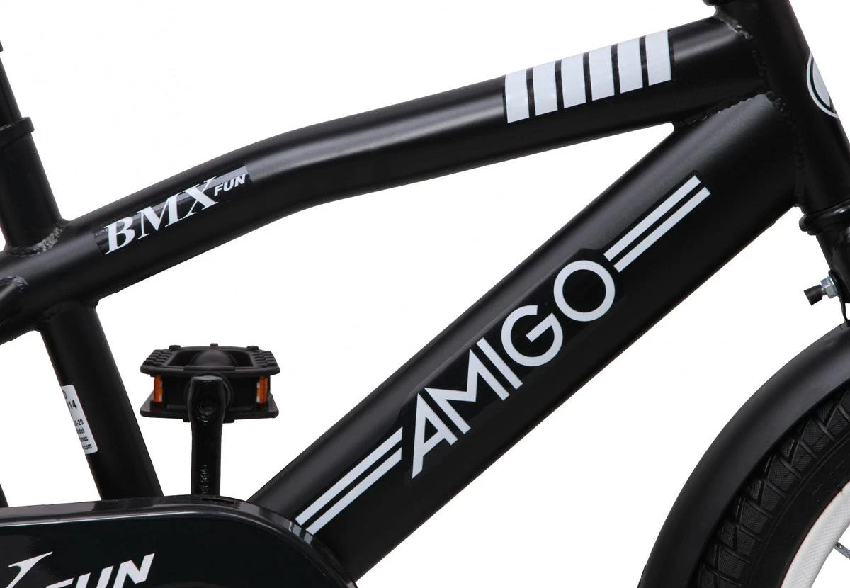 Amigo BMX Fun Jongensfiets - Kinderfiets 16 Inch - Matzwart 11 Amigo BMX Fun Jongensfiets - Kinderfiets 16 Inch - Matzwart - Afbeelding 11