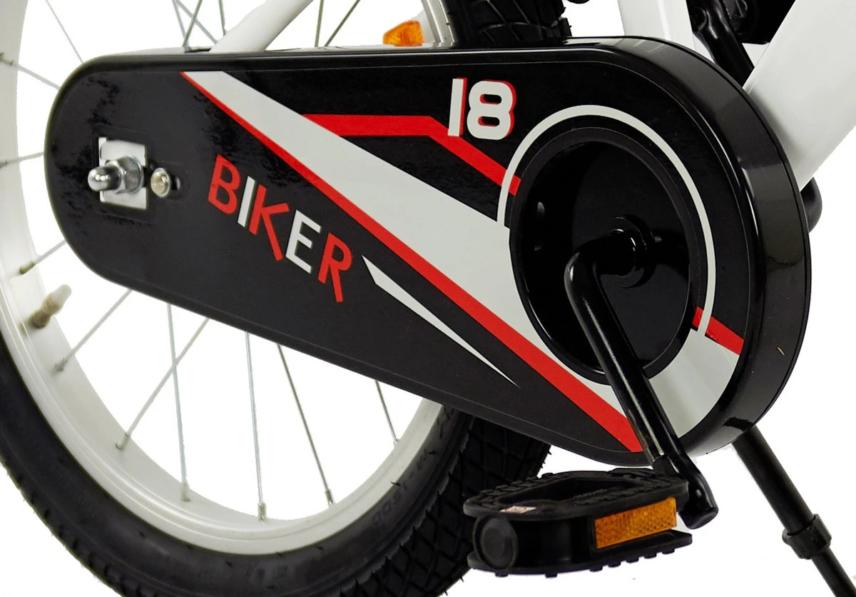 2Cycle Biker Kinderfiets - 18 Inch - Wit - Jongensfiets 6 2Cycle Biker Kinderfiets - 18 Inch - Wit - Jongensfiets - Afbeelding 6