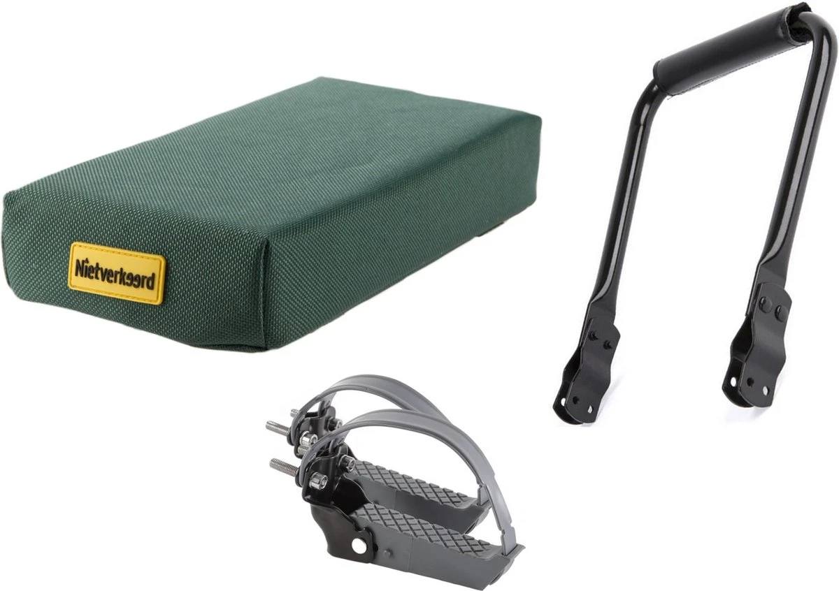 ROJO Rugsteun Bagagedrager + Fietskussen Bagagedrager Donkergroen + Voetsteunen (Universele Set) 1 ROJO Rugsteun Bagagedrager + Fietskussen Bagagedrager Donkergroen + Voetsteunen (Universele Set)
