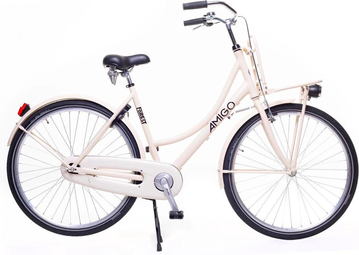 Amigo Forest - Transportfiets 28 Inch - Damesfiets Met Voordrager - Crème