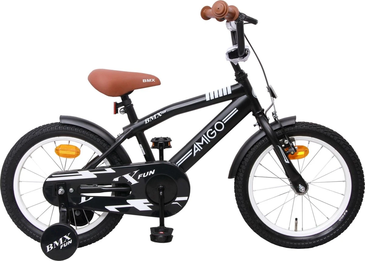 Amigo BMX Fun Jongensfiets - Kinderfiets 16 Inch - Matzwart 1 Amigo BMX Fun Jongensfiets - Kinderfiets 16 Inch - Matzwart