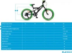 Amigo Fun Ride - Mountainbike 20 Inch - Voor Jongens En Meisjes - Met 7 Versnellingen - Zwart/Groen 15 Amigo Fun Ride - Mountainbike 20 Inch - Voor Jongens En Meisjes - Met 7 Versnellingen - Zwart/Groen -Fietsuitrustings Winkel 1200x885 9