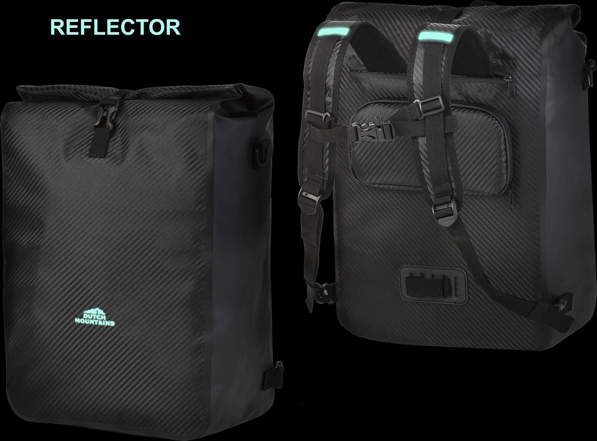 Dutch Mountains Enkele Fietstas | Rugzak | 100% Waterdicht | Fietstas, Schoudertas En Rugtas In 1 | 28 Liter | Carbon / Zwart 13 Dutch Mountains Enkele Fietstas | Rugzak | 100% Waterdicht | Fietstas, Schoudertas En Rugtas In 1 | 28 Liter | Carbon / Zwart - Afbeelding 13