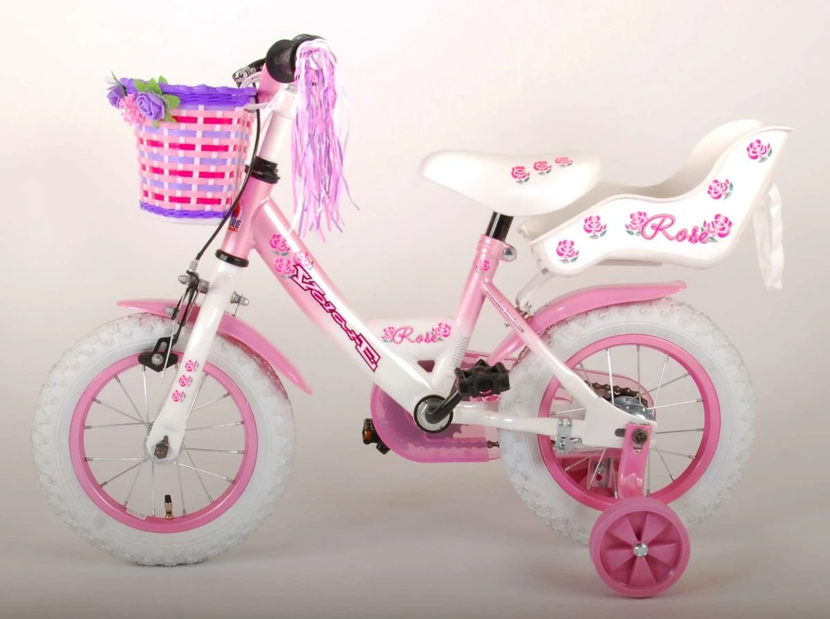 Volare Rose Kinderfiets - 12 Inch - Meisjes - Roze/wit - 95% Afgemonteerd 6 Volare Rose Kinderfiets - 12 Inch - Meisjes - Roze/wit - 95% Afgemonteerd - Afbeelding 6