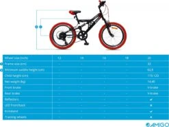 Amigo Fun Ride - Mountainbike 20 Inch - Voor Jongens En Meisjes - Met 7 Versnellingen - Zwart/Rood 19 Amigo Fun Ride - Mountainbike 20 Inch - Voor Jongens En Meisjes - Met 7 Versnellingen - Zwart/Rood -Fietsuitrustings Winkel 1200x899 17