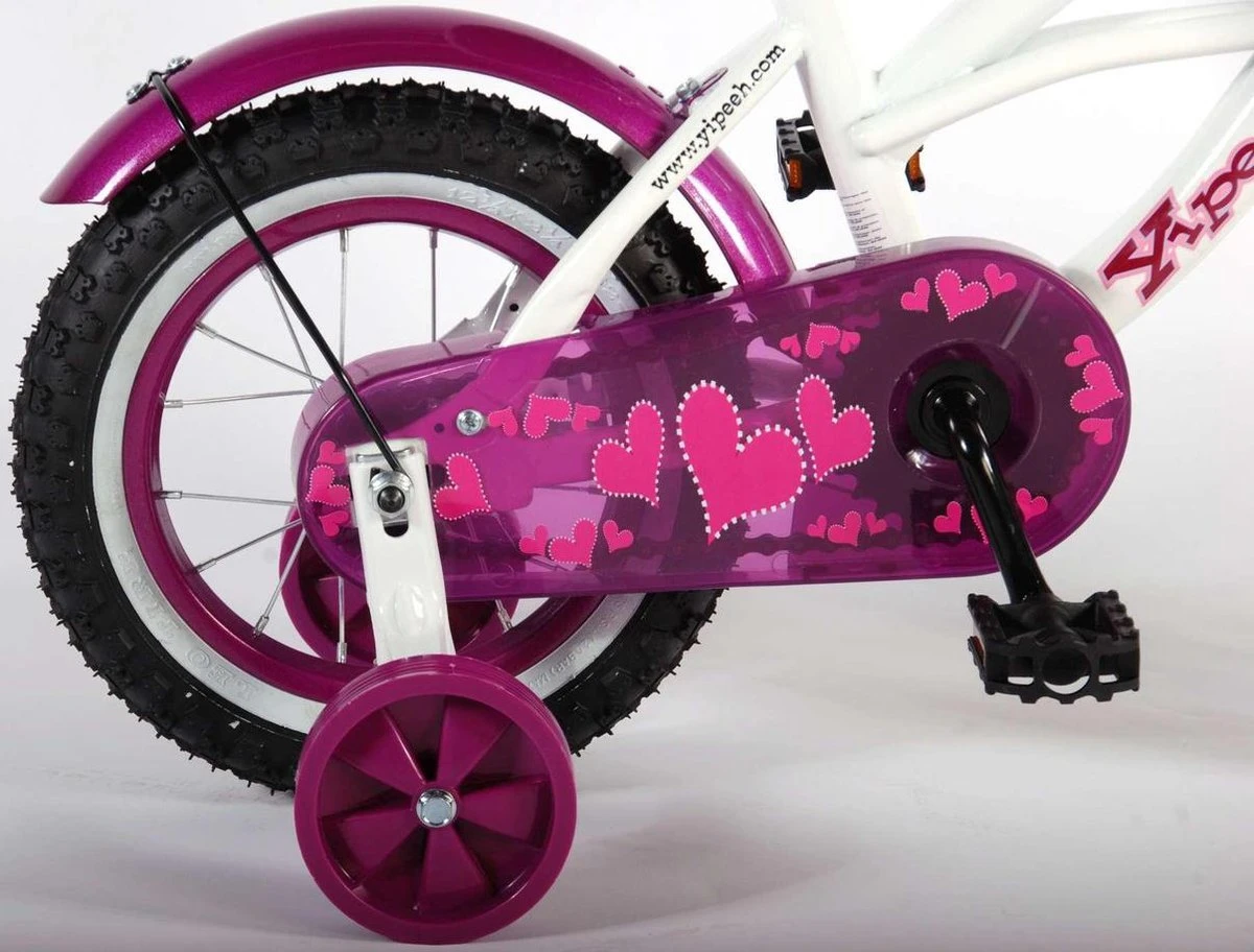 Volare Heart Cruiser Kinderfiets - Meisjes - 12 Inch - Wit Paars 5 Volare Heart Cruiser Kinderfiets - Meisjes - 12 Inch - Wit Paars - Afbeelding 5