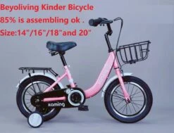 Kinderfiets -14 Inch Kinderfiets -vanaf 3-5 Jaar Jongens En Meisjes Fietsen -Terugtrap -Rem -Stabilisatoren(2 Zijwieltjes)-Mandje - Achterbank-de Bel-Roze