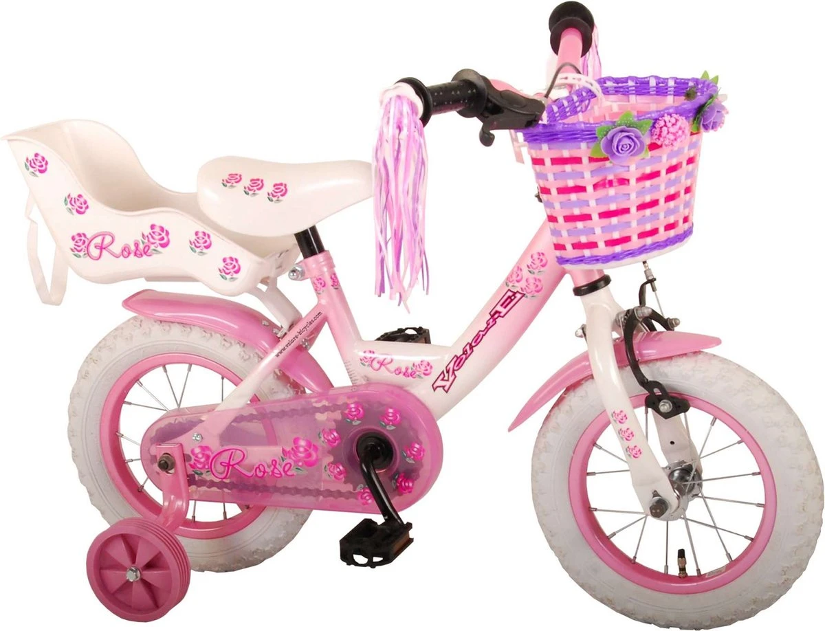 Volare Rose Kinderfiets - 12 Inch - Meisjes - Roze/wit - 95% Afgemonteerd 4 Volare Rose Kinderfiets - 12 Inch - Meisjes - Roze/wit - 95% Afgemonteerd - Afbeelding 4