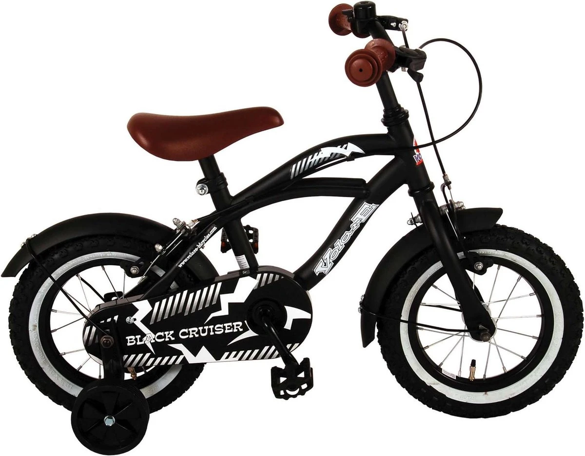 Volare Black Cruiser Kinderfiets - Jongens - 12 Inch - Zwart - 2 Handremmen 1 Volare Black Cruiser Kinderfiets - Jongens - 12 Inch - Zwart - 2 Handremmen