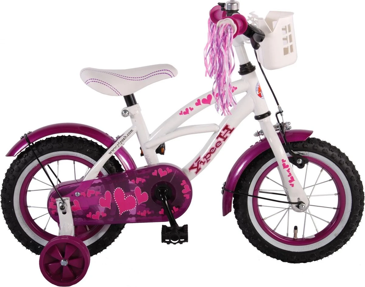Volare Heart Cruiser Kinderfiets - Meisjes - 12 Inch - Wit Paars 1 Volare Heart Cruiser Kinderfiets - Meisjes - 12 Inch - Wit Paars