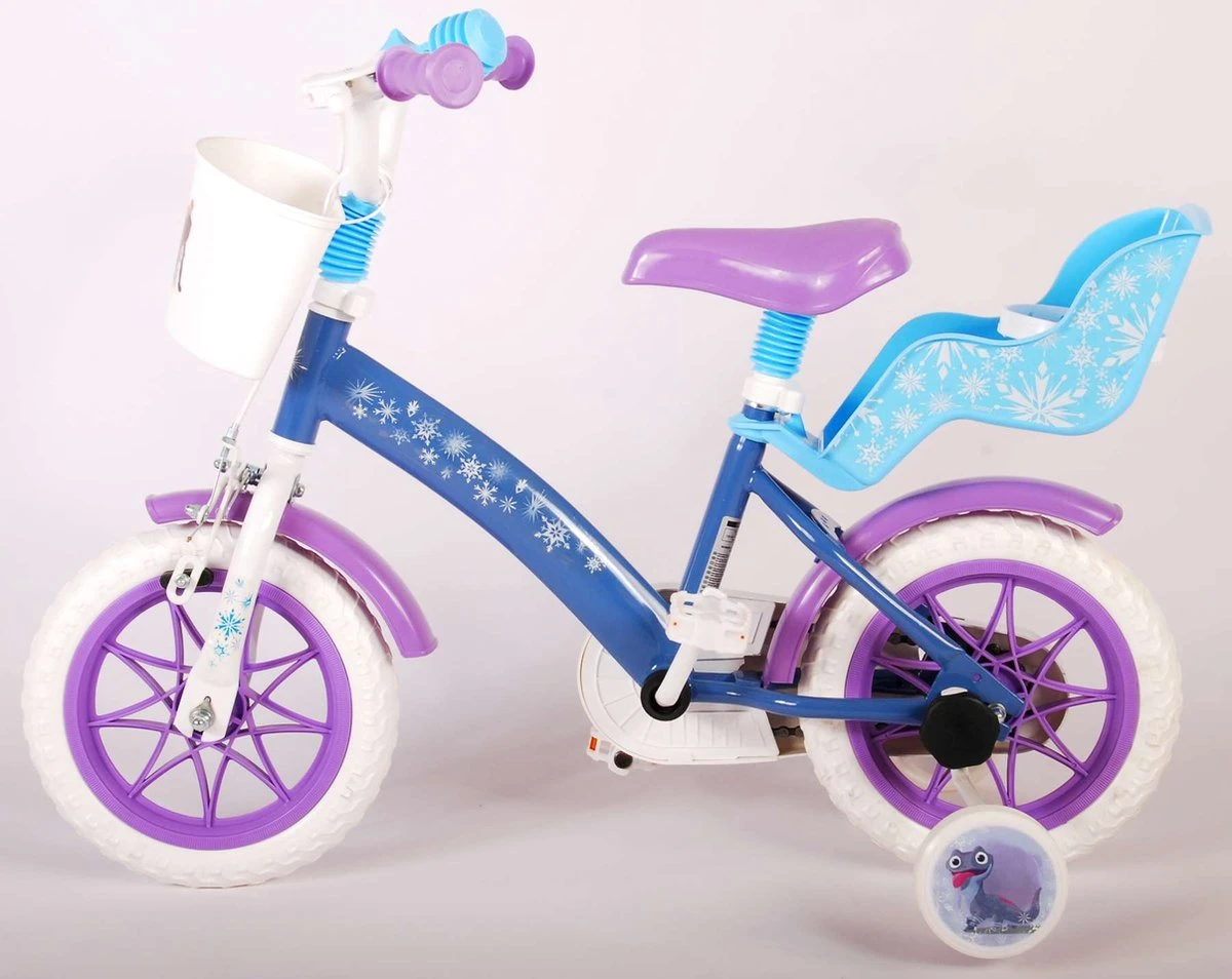 Volare Disney Frozen Kinderfiets - Meiden - 12 Inch - Blauw Paars - Doortrapsysteem 9 Volare Disney Frozen Kinderfiets - Meiden - 12 Inch - Blauw Paars - Doortrapsysteem - Afbeelding 9