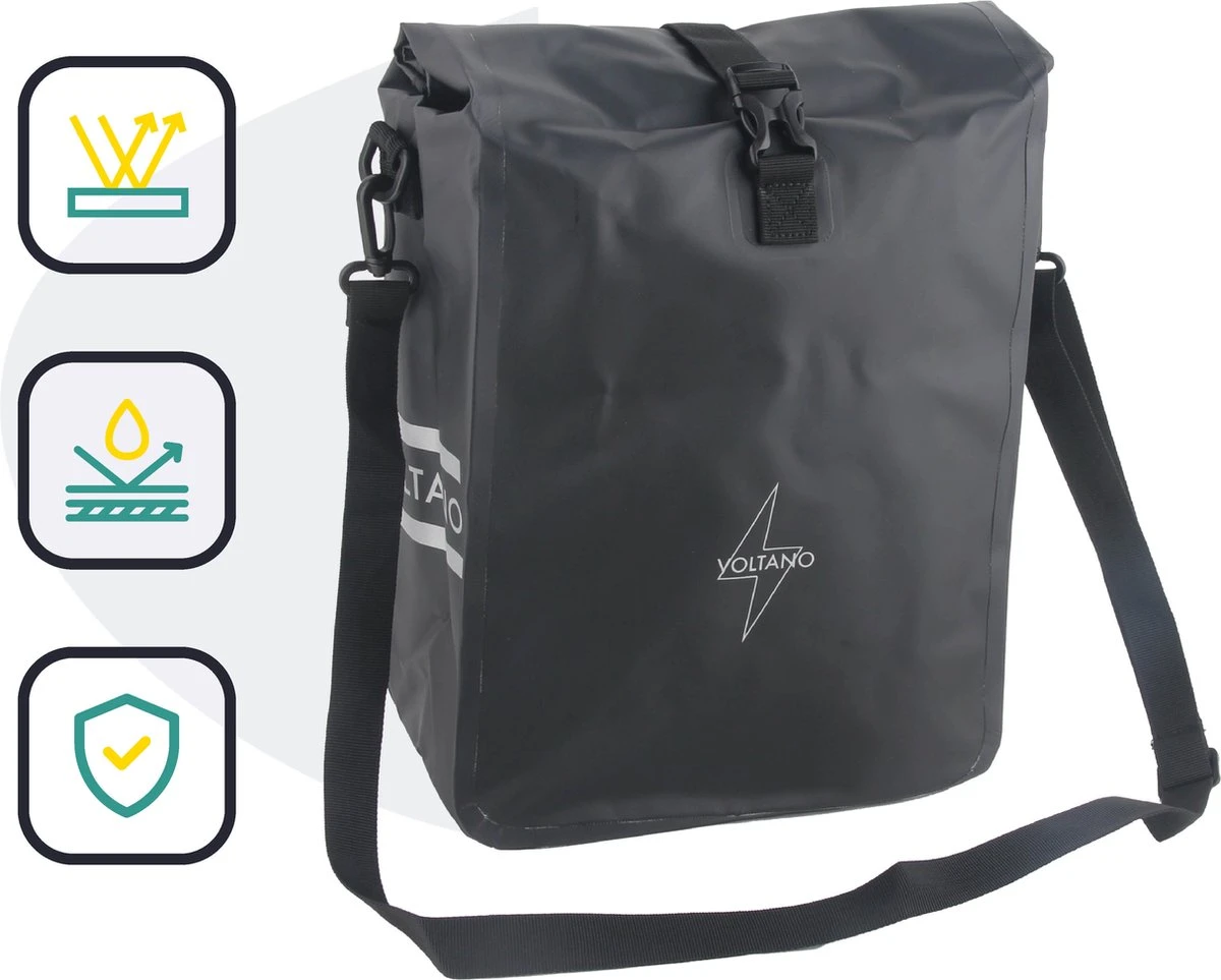 Voltano Fietstas 16L – Zwart – Enkele Pakaftas – 100% Waterdicht - Gratis Schouderband 9 Voltano Fietstas 16L – Zwart – Enkele Pakaftas – 100% Waterdicht - Gratis Schouderband - Afbeelding 9