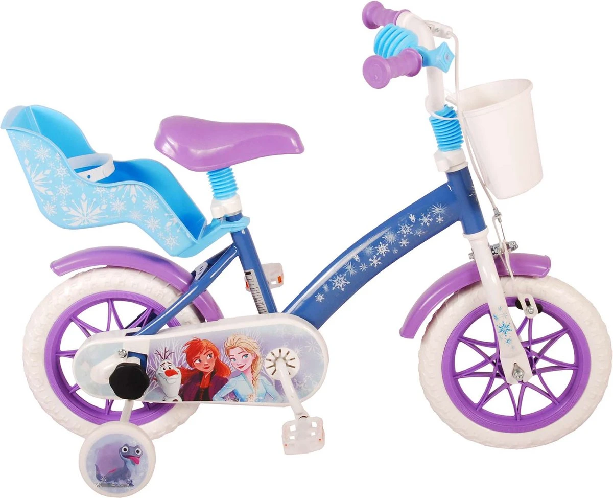 Volare Disney Frozen Kinderfiets - Meiden - 12 Inch - Blauw Paars - Doortrapsysteem 3 Volare Disney Frozen Kinderfiets - Meiden - 12 Inch - Blauw Paars - Doortrapsysteem - Afbeelding 3