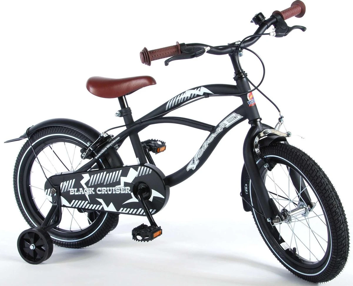 Volare Black Cruiser Kinderfiets - Jongens - 16 Inch - Zwart - 2 Handremmen 4 Volare Black Cruiser Kinderfiets - Jongens - 16 Inch - Zwart - 2 Handremmen - Afbeelding 4