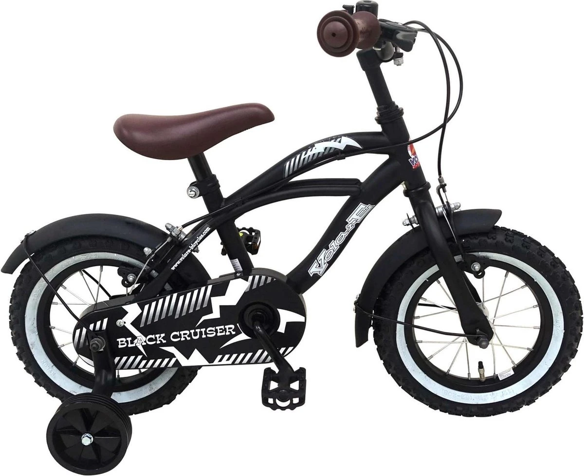 Volare Black Cruiser Kinderfiets - Jongens - 12 Inch - Zwart - 2 Handremmen 4 Volare Black Cruiser Kinderfiets - Jongens - 12 Inch - Zwart - 2 Handremmen - Afbeelding 4