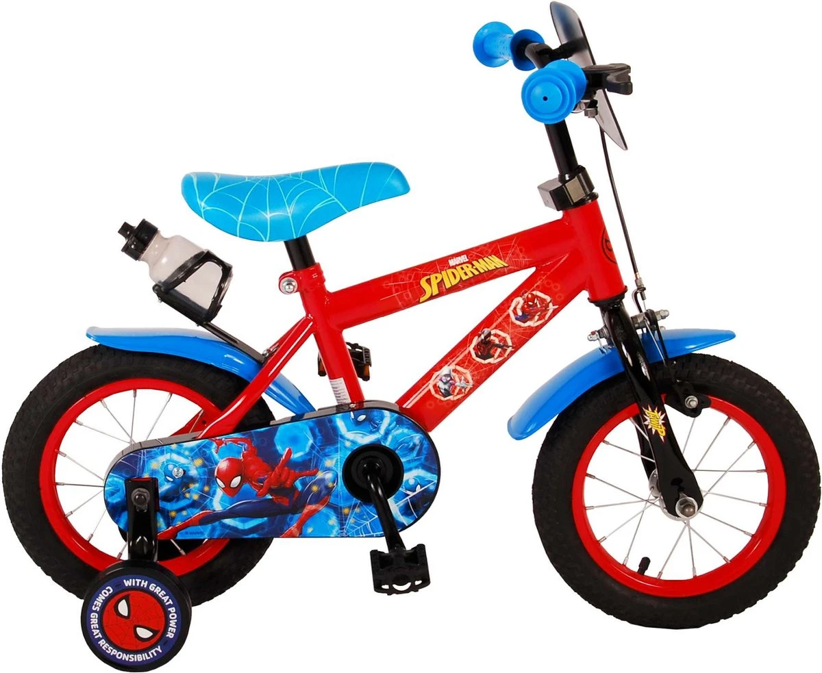 Volare Spider-Man Kinderfiets - Jongens - 12 Inch - Blauw/Rood 1 Volare Spider-Man Kinderfiets - Jongens - 12 Inch - Blauw/Rood