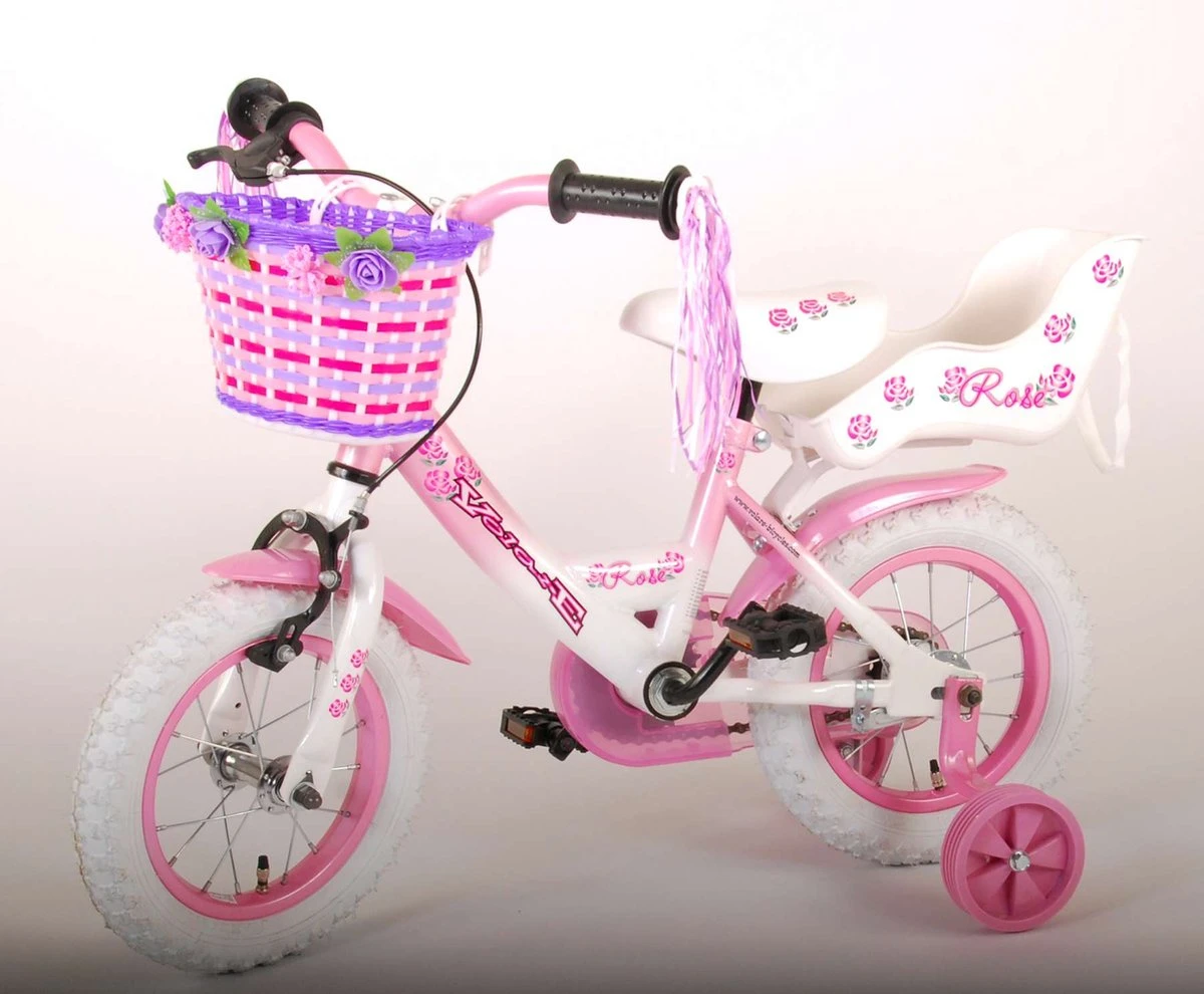 Volare Rose Kinderfiets - 12 Inch - Meisjes - Roze/wit - 95% Afgemonteerd 15 Volare Rose Kinderfiets - 12 Inch - Meisjes - Roze/wit - 95% Afgemonteerd - Afbeelding 15
