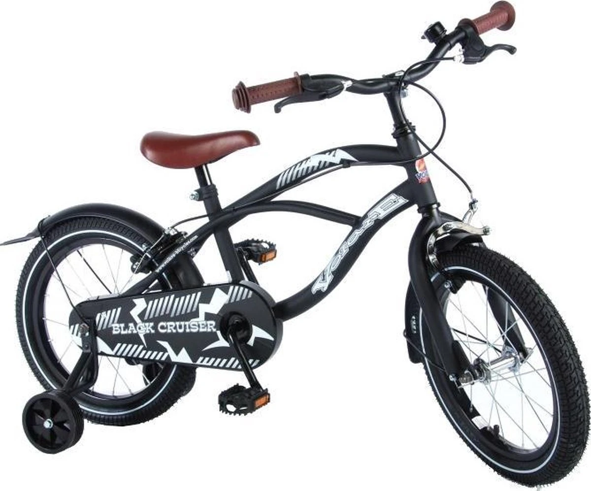 Volare Black Cruiser Kinderfiets - Jongens - 16 Inch - Zwart - 2 Handremmen 5 Volare Black Cruiser Kinderfiets - Jongens - 16 Inch - Zwart - 2 Handremmen - Afbeelding 5
