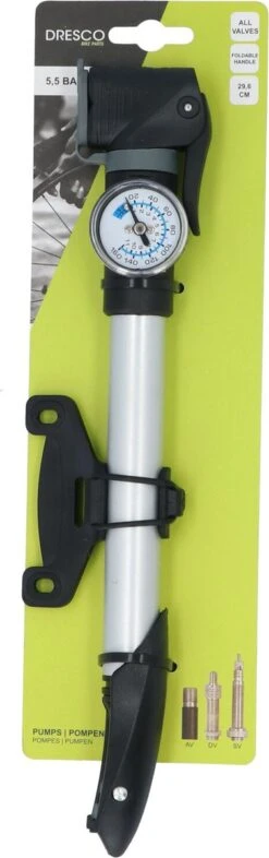 Dresco Mini Pomp Met Manometer 29,6cm - Fietspomp -Fietsuitrustings Winkel 377x1200 1