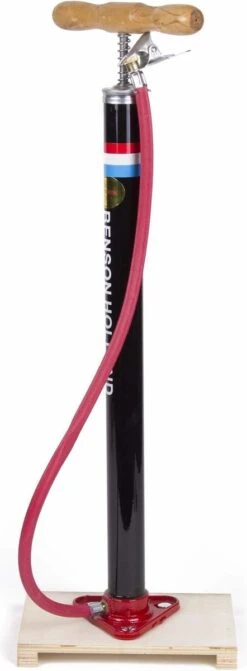 Benson Nederlandse Klassieke Fietspomp - Houten Voetplaat - Max Druk 3 Bar -Fietsuitrustings Winkel 442x1200