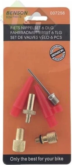 Benson Verloopnippel Set Alle Fietsventielen - Ballen - Luchtbed - 6 Delig -Fietsuitrustings Winkel 528x1200 1