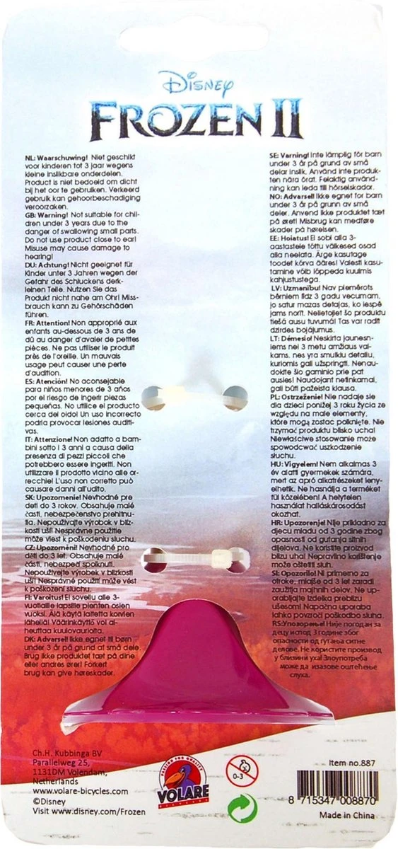 Disney Frozen 2 Fietstoeter - Kinderen - Licht Blauw Paars 2 Disney Frozen 2 Fietstoeter - Kinderen - Licht Blauw Paars - Afbeelding 2