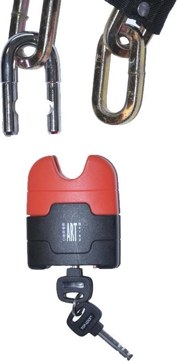 Top Lock Hangslot ART-4 MBT 4162 Zwart/rood 2 Top Lock Hangslot ART-4 MBT 4162 Zwart/rood - Afbeelding 2