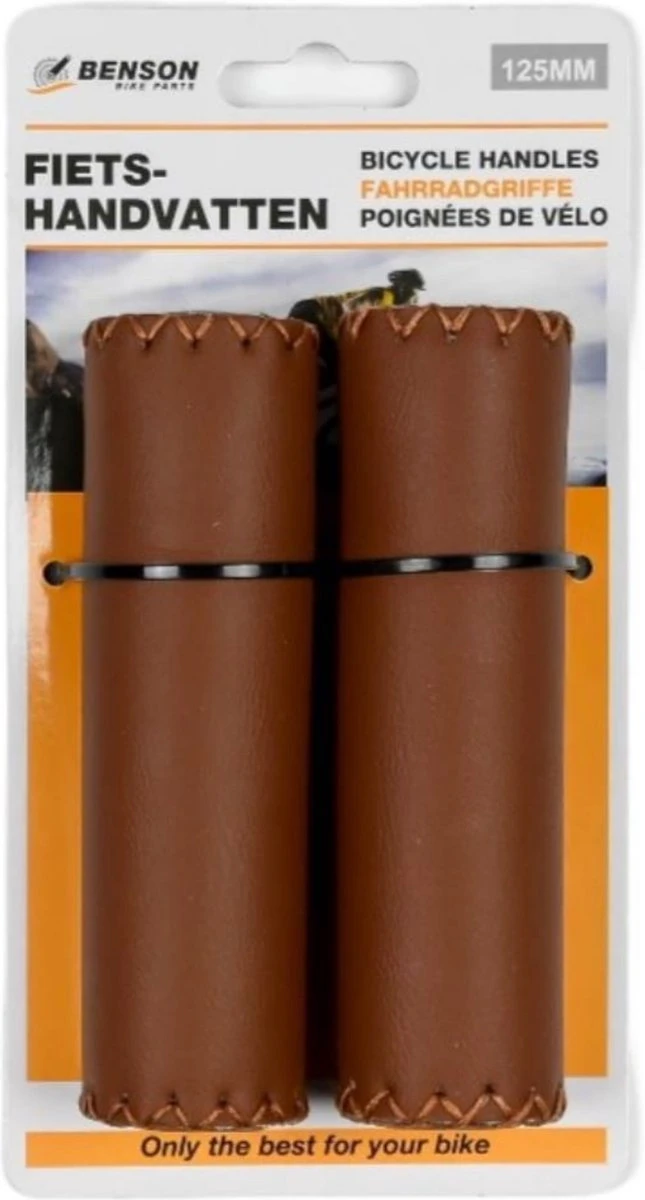 Benson Fietshandvatten Set - Kunstleer - 125 Mm - Cognac Bruin 2 Benson Fietshandvatten Set - Kunstleer - 125 Mm - Cognac Bruin - Afbeelding 2