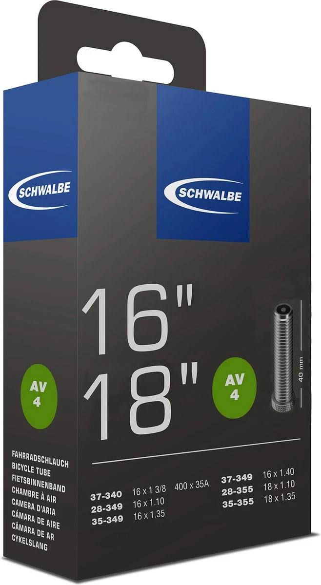 Schwalbe Binnenband - AV4 - 16 Inch X 1 3/8 - 18 X 1.35 - Auto Ventiel - 40mm 4 Schwalbe Binnenband - AV4 - 16 Inch X 1 3/8 - 18 X 1.35 - Auto Ventiel - 40mm - Afbeelding 4