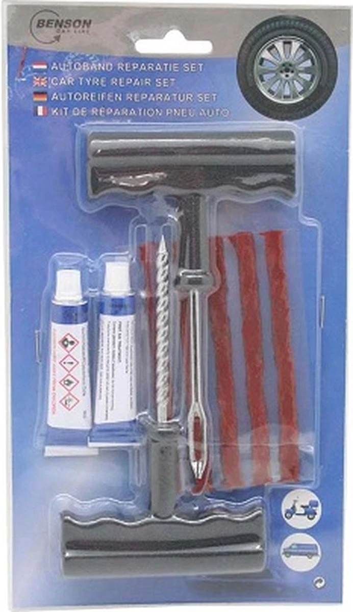 Benson Bandenreparatieset Easy Seal - Proppenset Tubeless Voor Auto - Motor - Scooter - Etc. - 9 Delig 10 Benson Bandenreparatieset Easy Seal - Proppenset Tubeless Voor Auto - Motor - Scooter - Etc. - 9 Delig - Afbeelding 10