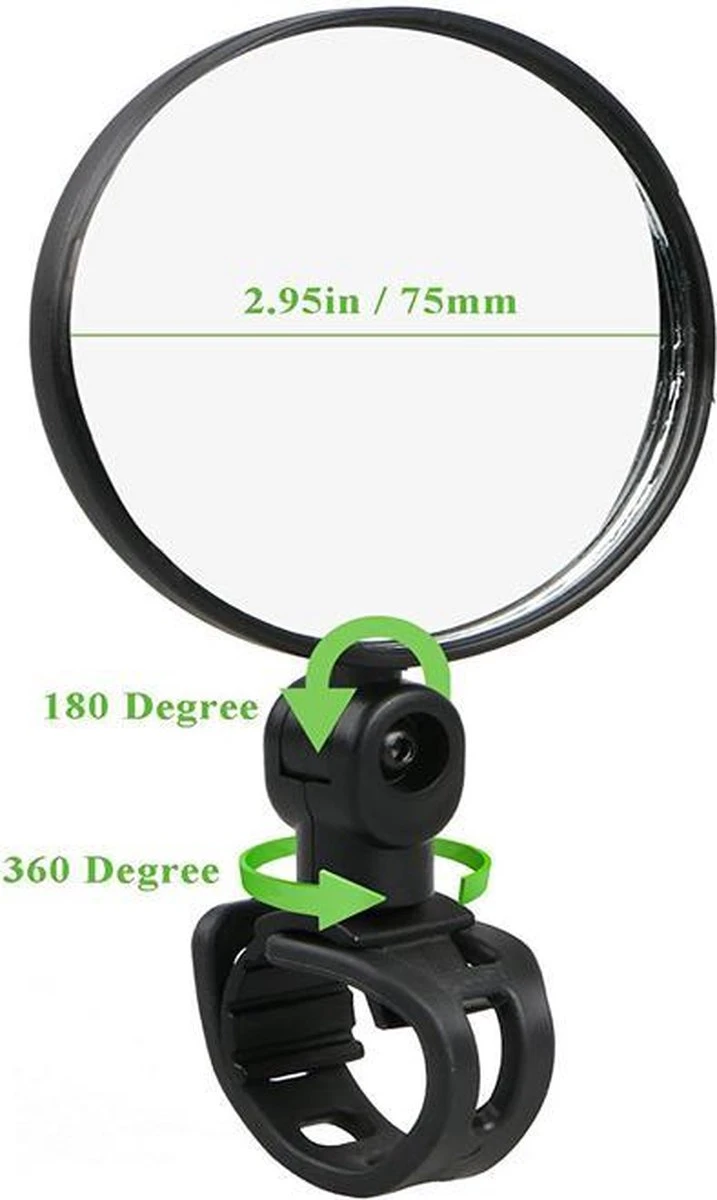 BeConfident® Fietsspiegel – Fietsspiegel E-Bike – Verstelbaar – Reflector – Fietspiegel - Zwart – Elektrische Fiets – Achteruitkijkspiegel – Sport – Veiligheid – Reflectie - Fietspigel 2 BeConfident® Fietsspiegel – Fietsspiegel E-Bike – Verstelbaar – Reflector – Fietspiegel - Zwart – Elektrische Fiets – Achteruitkijkspiegel – Sport – Veiligheid – Reflectie - Fietspigel - Afbeelding 2