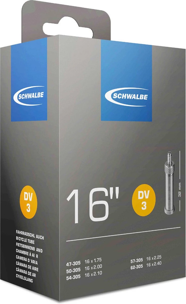 Schwalbe Binnenband 16 X 1.75 / 2.50 (47/62-305) Dv 32 Mm 6 Schwalbe Binnenband 16 X 1.75 / 2.50 (47/62-305) Dv 32 Mm - Afbeelding 6