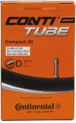 Continental Compact 20 - Binnenband Fiets - Frans Ventiel - 40 Mm - 20 X 1 1/4 - 1 3/8 - 1.75 - 2.00 -Fietsuitrustings Winkel 747x1200 1