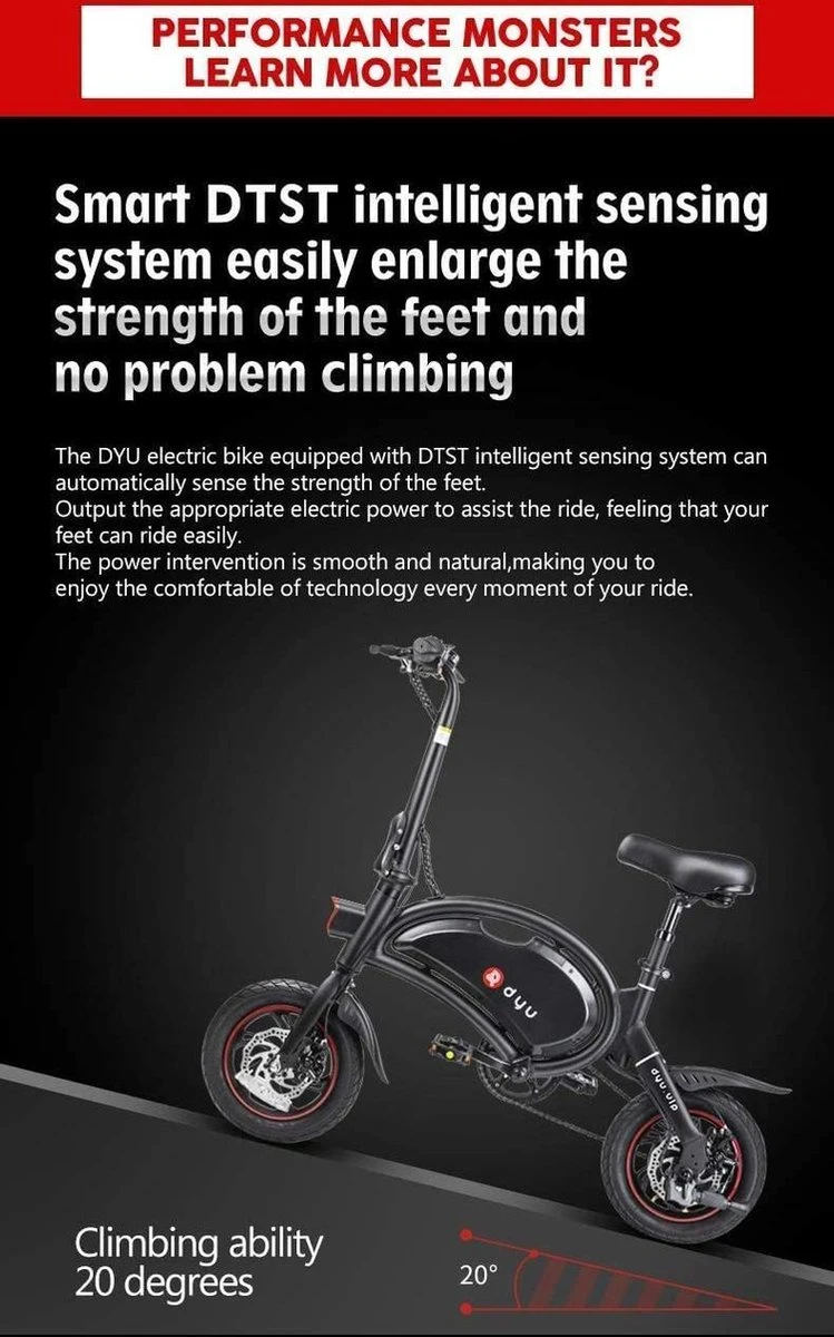 DYU D3F Opvouwbare Elektrische Fiets, Slimme Mountainbike Voor Volwassenen, 240W Aluminiumlegering Fiets Verwijderbare 36V/10Ah Lithium-ion Batterij Met 3 Rijmodi 6 DYU D3F Opvouwbare Elektrische Fiets, Slimme Mountainbike Voor Volwassenen, 240W Aluminiumlegering Fiets Verwijderbare 36V/10Ah Lithium-ion Batterij Met 3 Rijmodi - Afbeelding 6