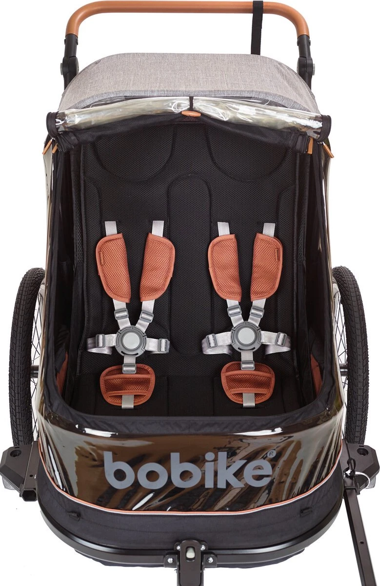Bobike 2-in-1 Fietskar En Wandelwagen - Zwart/bruin 3 Bobike 2-in-1 Fietskar En Wandelwagen - Zwart/bruin - Afbeelding 3