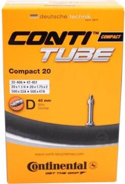 Continental Compact 20 - Binnenband Fiets - Frans Ventiel - 40 Mm - 20 X 1 1/4 - 1 3/8 - 1.75 - 2.00 -Fietsuitrustings Winkel 812x1200