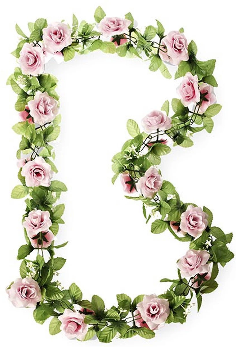 Basil Roses Flower Garland Bloemenstreng - Met Rozen – Roze 2 Basil Roses Flower Garland Bloemenstreng - Met Rozen – Roze - Afbeelding 2