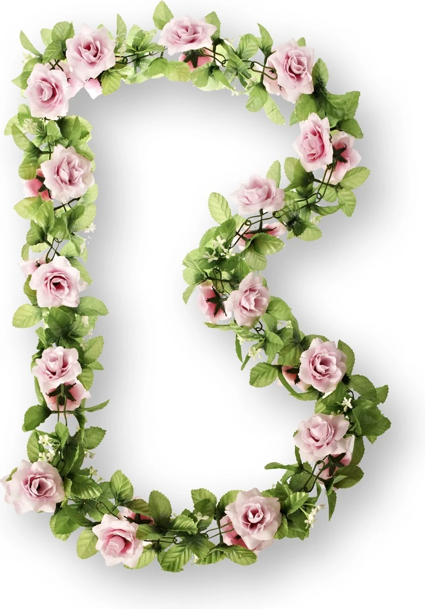 Basil Roses Flower Garland Bloemenstreng - Met Rozen – Roze 1 Basil Roses Flower Garland Bloemenstreng - Met Rozen – Roze