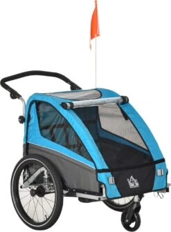 HOMCOM 3-in-1 Kinderaanhanger Jogger Fietskar Voor 2 Kinderen Aluminium 440-018 20 HOMCOM 3-in-1 Kinderaanhanger Jogger Fietskar Voor 2 Kinderen Aluminium 440-018 -Fietsuitrustings Winkel 883x1200 2