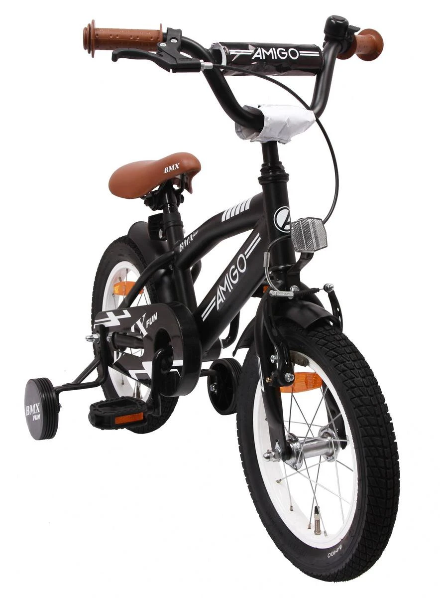Amigo BMX Fun Jongensfiets - Kinderfiets 14 Inch - Matzwart 2 Amigo BMX Fun Jongensfiets - Kinderfiets 14 Inch - Matzwart - Afbeelding 2