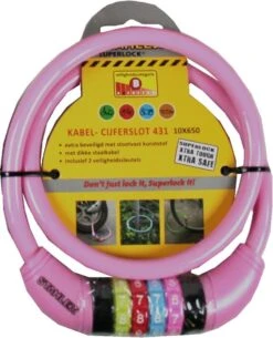 Benson Stahlex Ø10mm / 65cm Kabelslot Schlechts 230g Met Cijferslot | Het Eerste Fietsslot Voor Uw Kind | Roze -Fietsuitrustings Winkel 971x1200