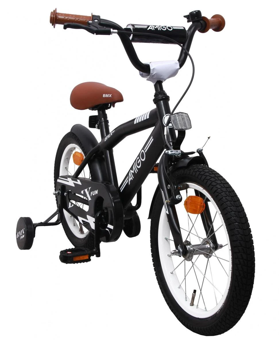 Amigo BMX Fun Jongensfiets - Kinderfiets 16 Inch - Matzwart 2 Amigo BMX Fun Jongensfiets - Kinderfiets 16 Inch - Matzwart - Afbeelding 2